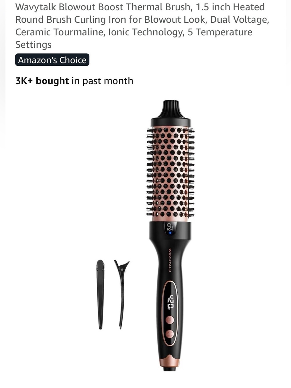 Black & Rose Gold 1.5" Heated Round Brush - Blowout Boost
